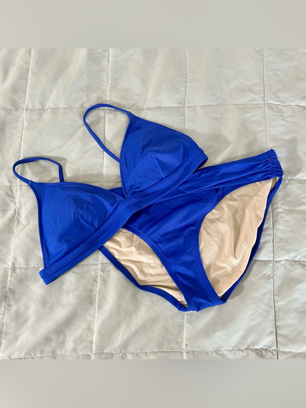 J. Crew Cobalt Blue Bikini Top, Lightly Padded, Size Small & Bottoms Size Medium